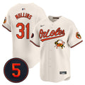 Men's Baltimore Orioles Robinson Patch Vapor Premier Limited Jersey V9 - All Stitched - Cream, Cedric Mullins