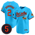 Men's Baltimore Orioles Robinson Patch Vapor Premier Limited Jersey V9 - All Stitched - Light Blue, Gunnar Henderson