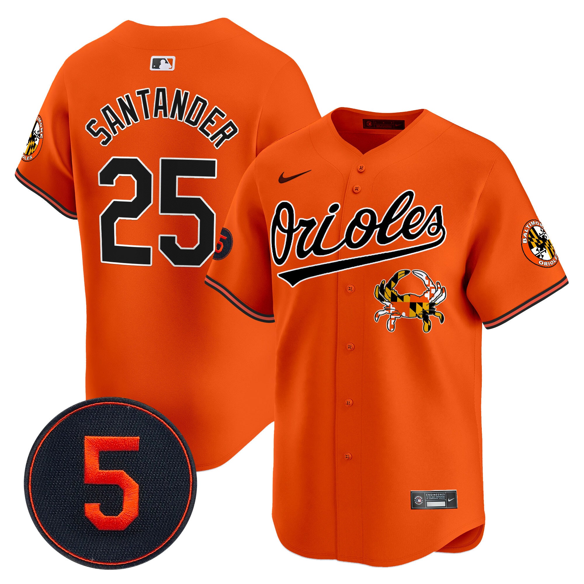 Men's Baltimore Orioles Robinson Patch Vapor Premier Limited Jersey V9 - All Stitched - Orange, Anthony Santander