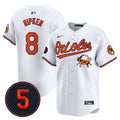 Men's Baltimore Orioles Robinson Patch Vapor Premier Limited Jersey V9 - All Stitched - White, Cal Ripken