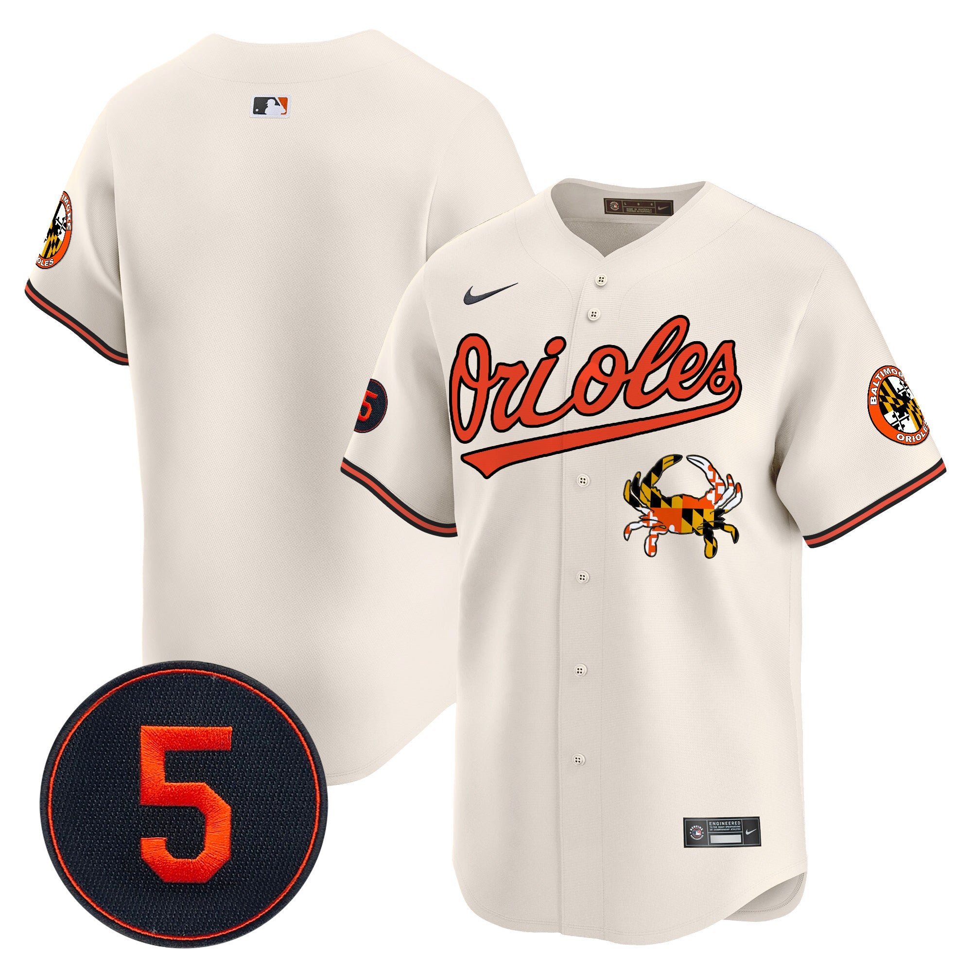 Men's Baltimore Orioles Robinson Patch Vapor Premier Limited Jersey V9 - All Stitched - Cream, Team