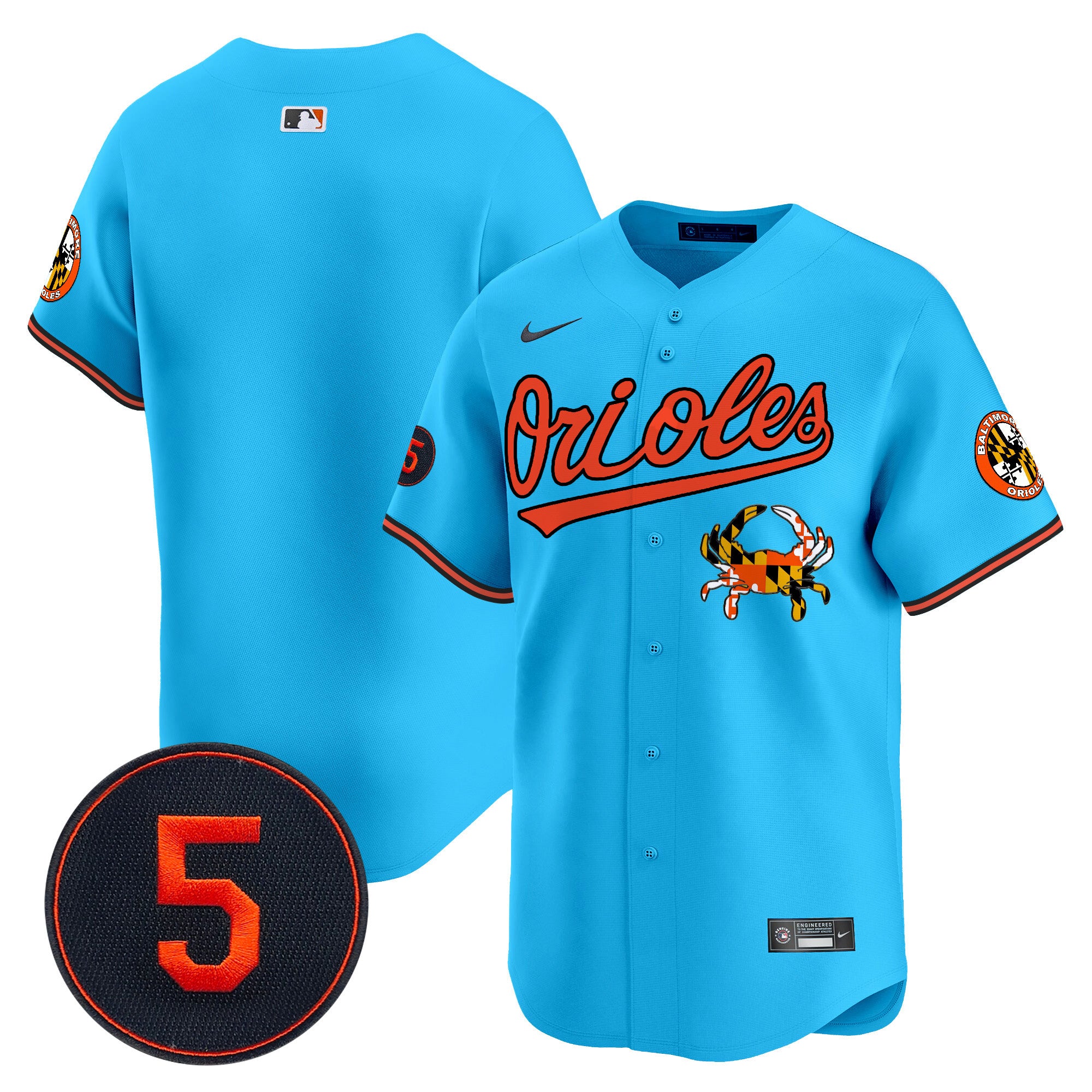 Men's Baltimore Orioles Robinson Patch Vapor Premier Limited Jersey V9 - All Stitched - Light Blue, Team