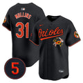 Men's Baltimore Orioles Robinson Patch Vapor Premier Limited Jersey V9 - All Stitched - Black, Cedric Mullins