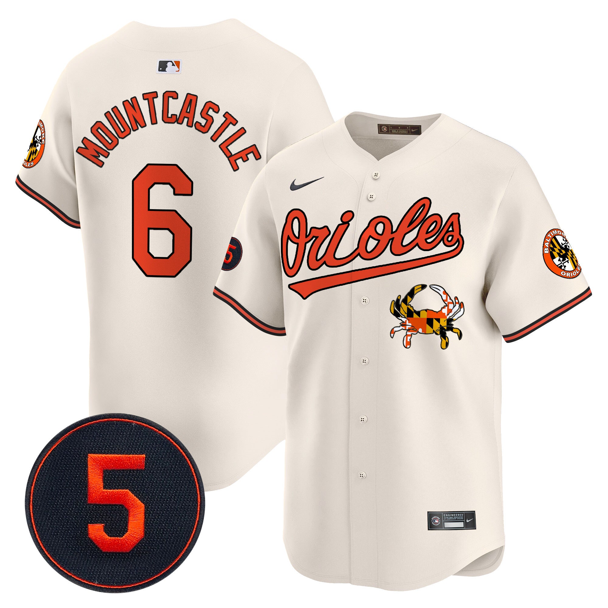 Men's Baltimore Orioles Robinson Patch Vapor Premier Limited Jersey V9 - All Stitched - Cream, Ryan Mountcastle