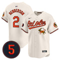 Men's Baltimore Orioles Robinson Patch Vapor Premier Limited Jersey V9 - All Stitched - Cream, Gunnar Henderson