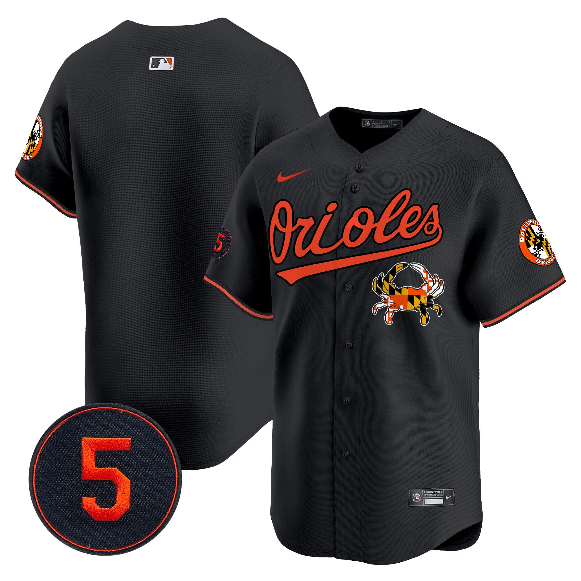 Men's Baltimore Orioles Robinson Patch Vapor Premier Limited Jersey V9 - All Stitched - Black, Team