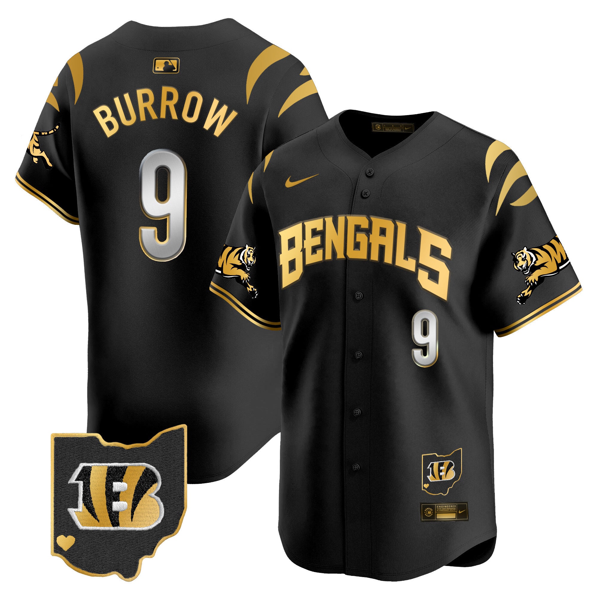 Men's Bengals Vapor Premier Limited Jersey - All Stitched - Black Gold, Joe Burrow