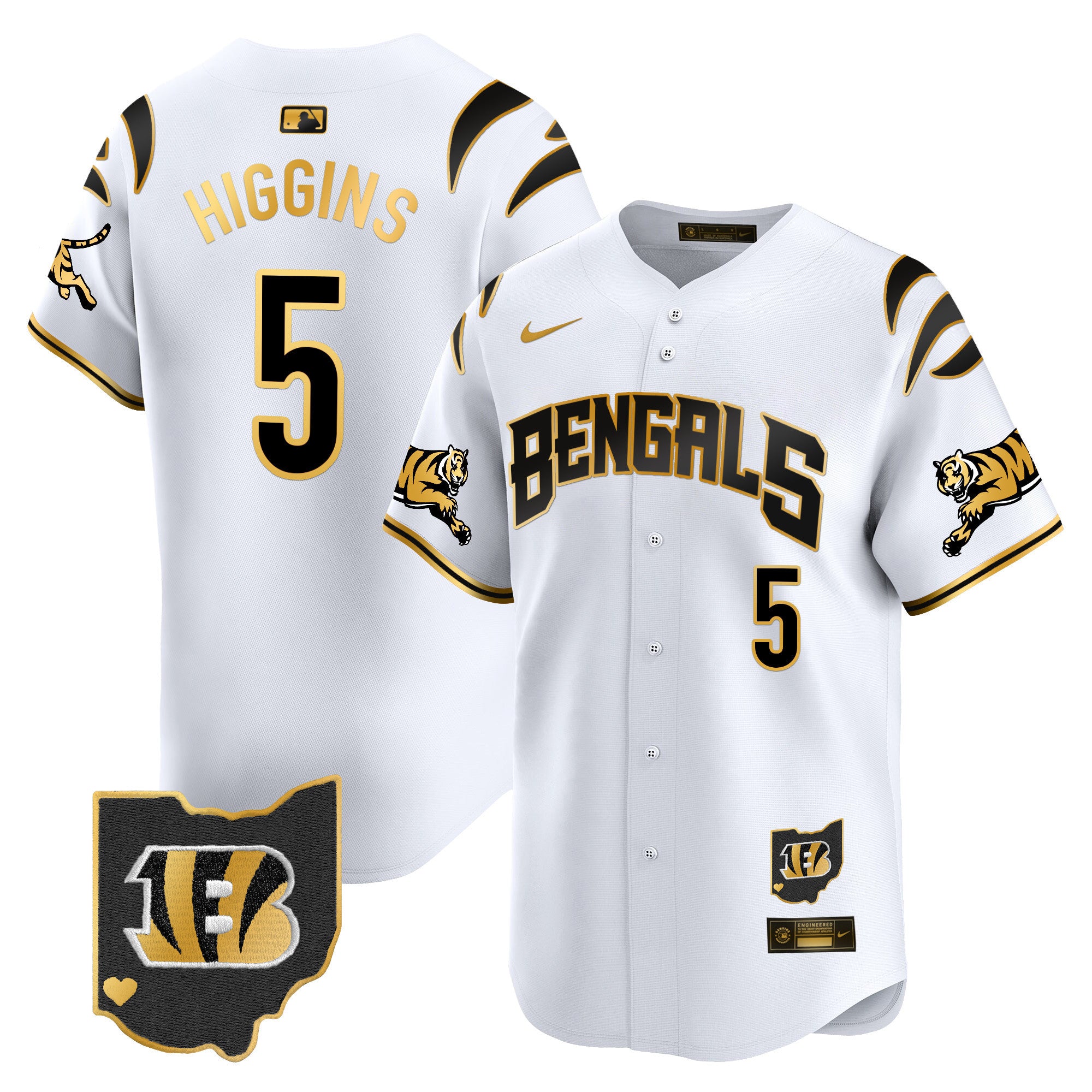 Men's Bengals Vapor Premier Limited Jersey - All Stitched - White Gold, Tee Higgins