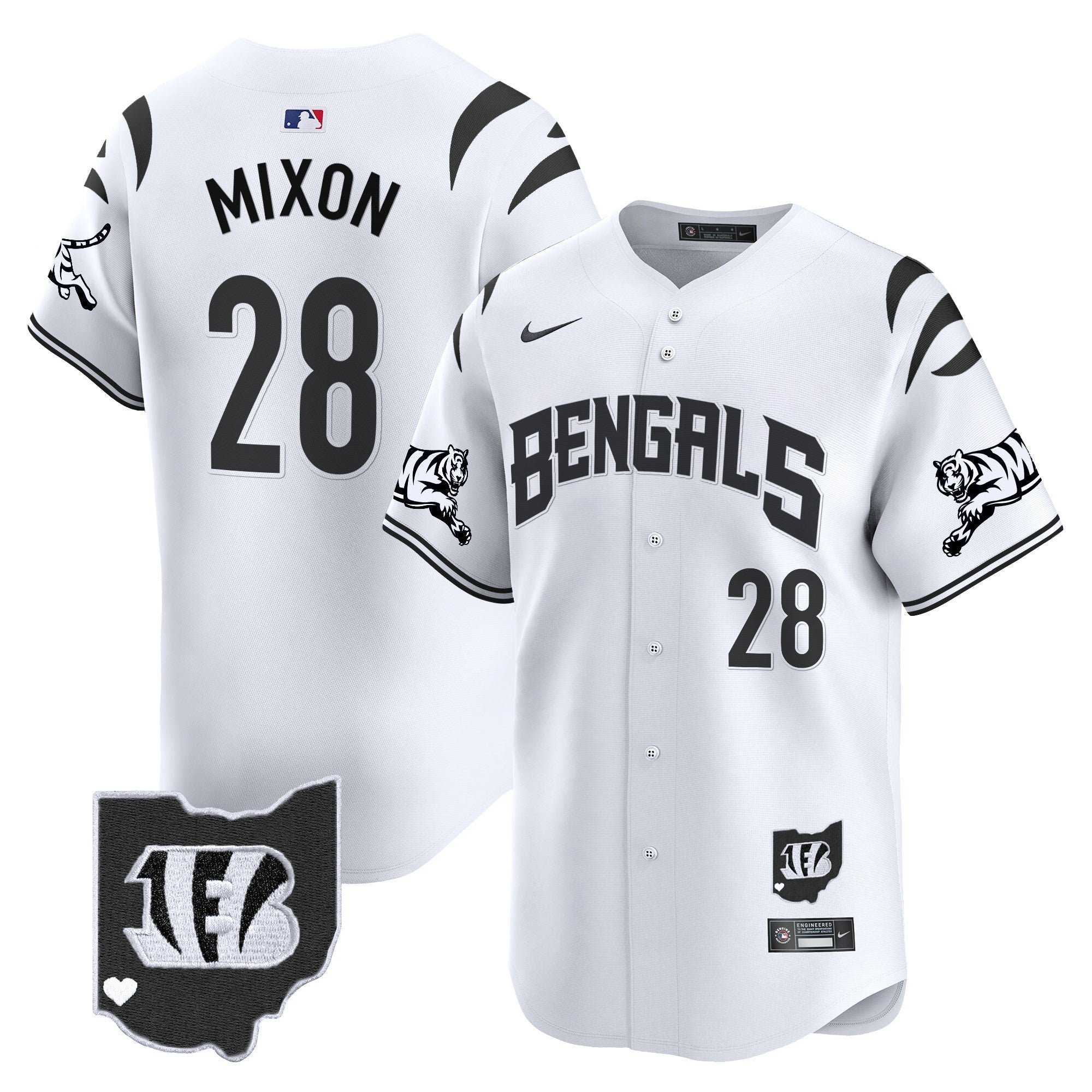 Men's Bengals Vapor Premier Limited Jersey - All Stitched - White Limited, Joe Mixon