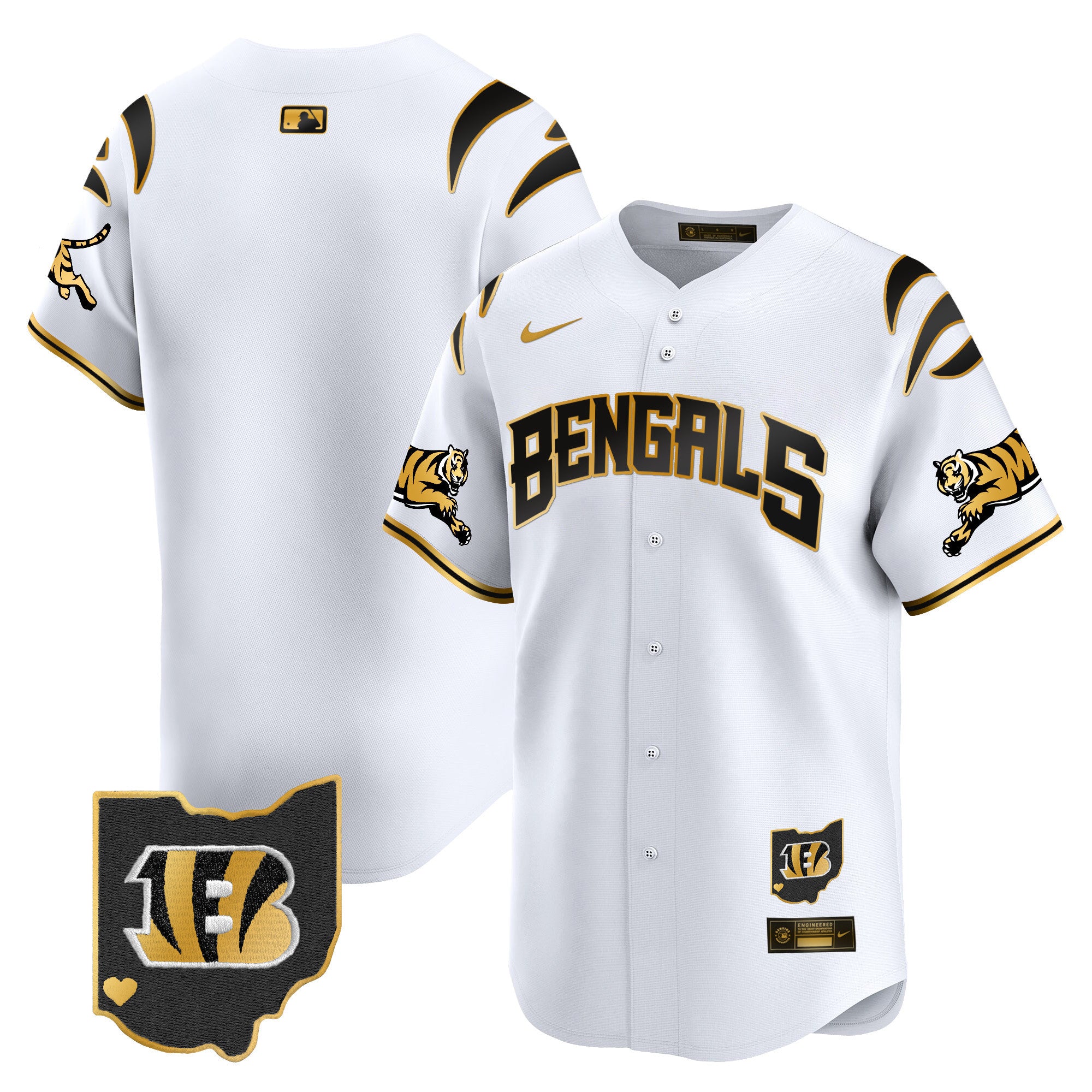 Men's Bengals Vapor Premier Limited Jersey - All Stitched - White Gold, #1 Team