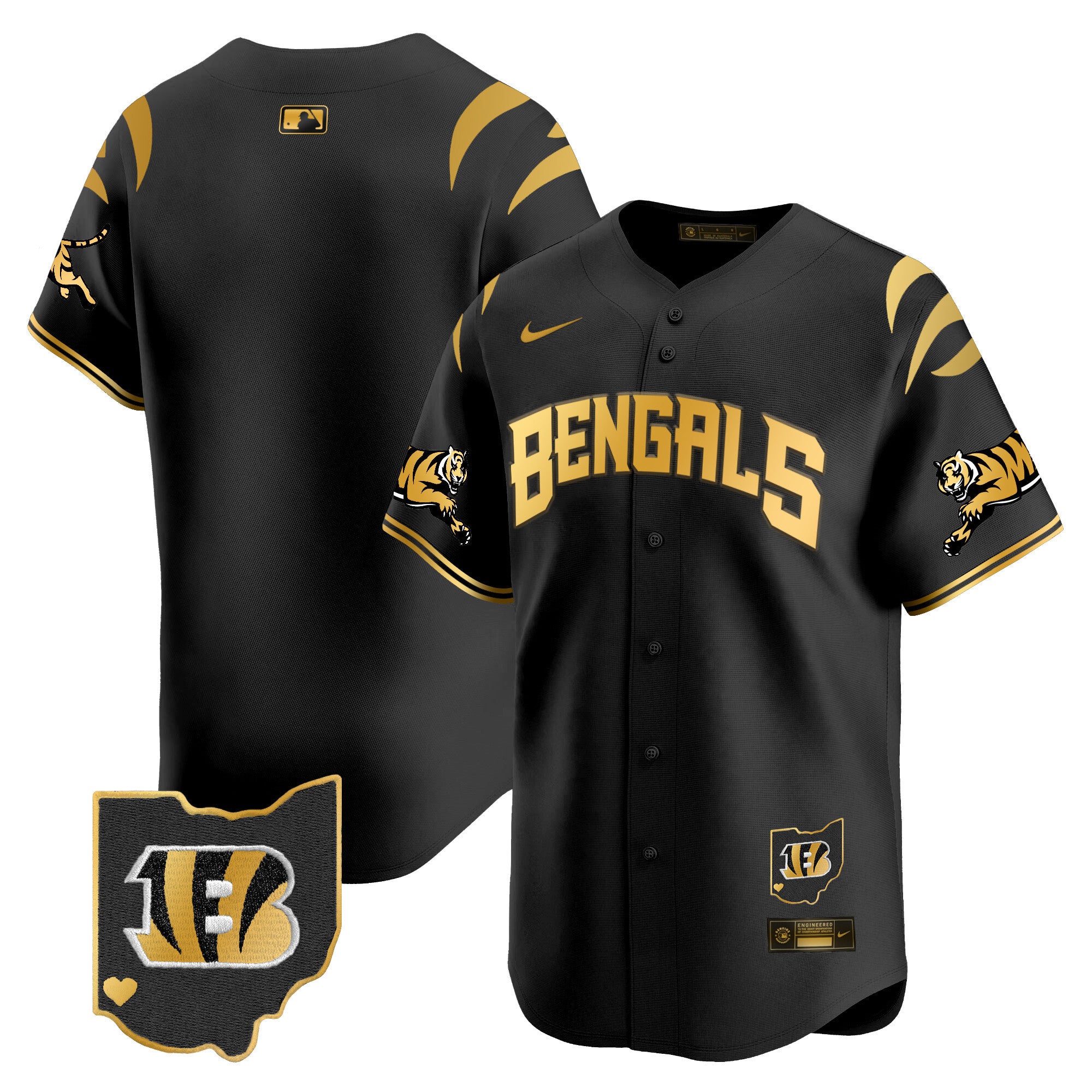 Men's Bengals Vapor Premier Limited Jersey - All Stitched - Black Gold, #1 Team