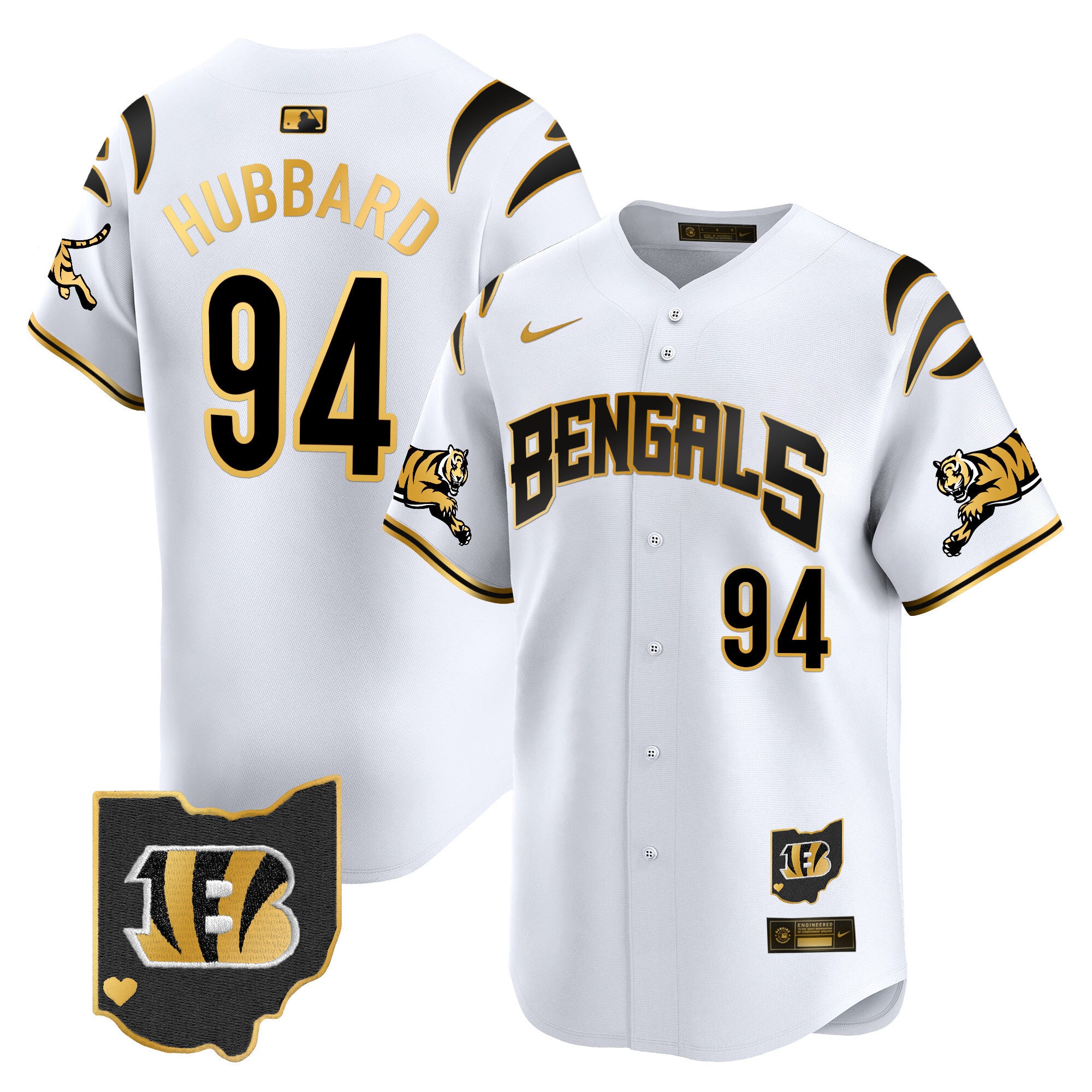 Men's Bengals Vapor Premier Limited Jersey - All Stitched - White Gold, Sam Hubbard