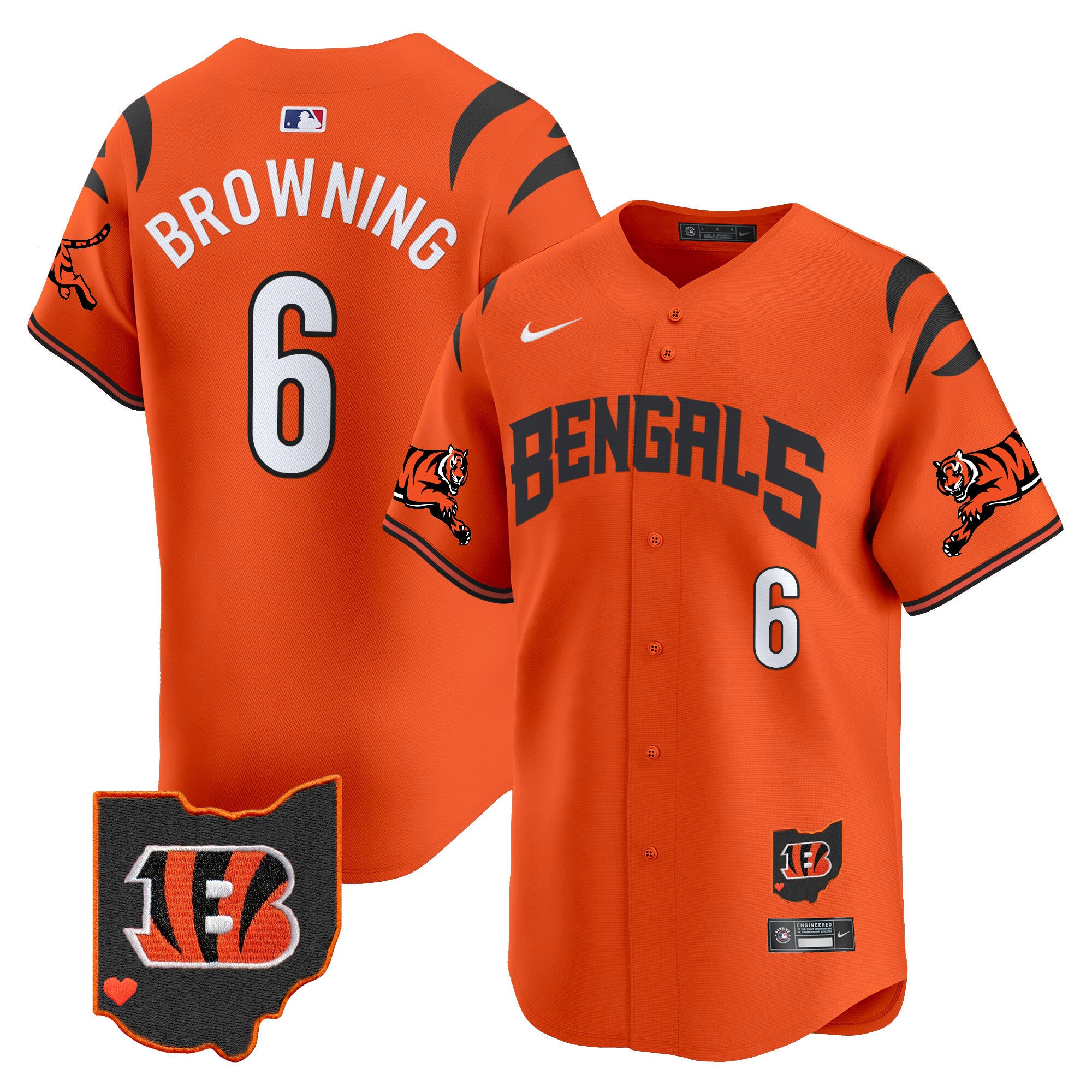 Men's Bengals Vapor Premier Limited Jersey - All Stitched - Orange, Jake Browning