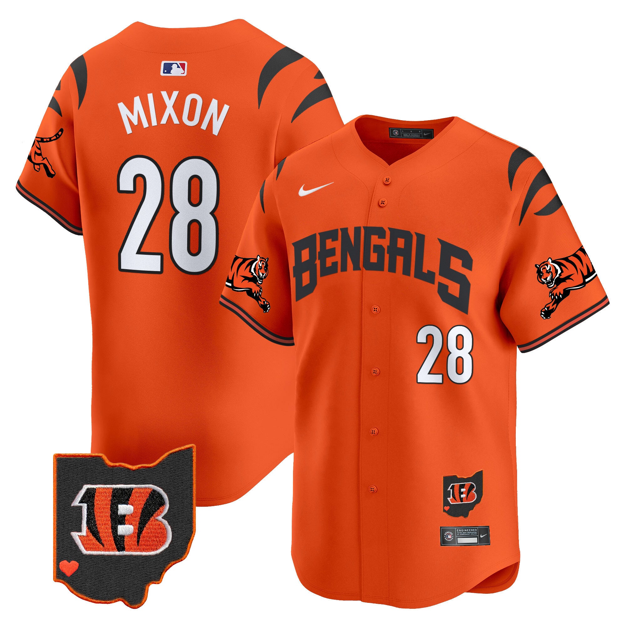Men's Bengals Vapor Premier Limited Jersey - All Stitched - Orange, Joe Mixon