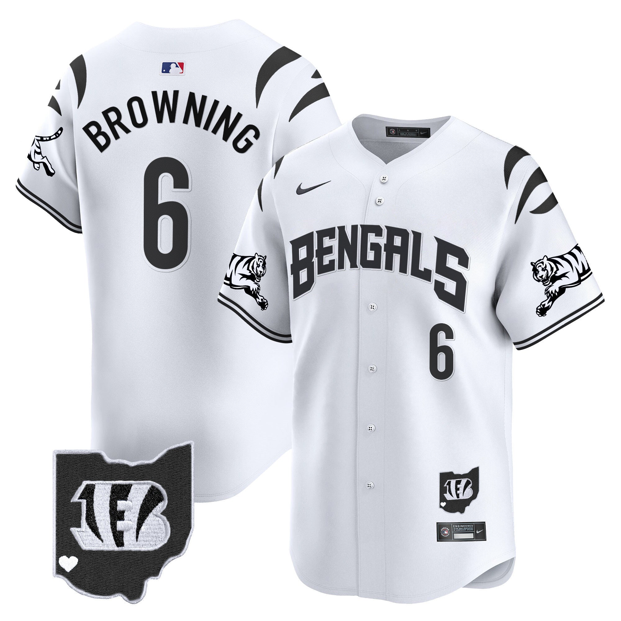 Men's Bengals Vapor Premier Limited Jersey - All Stitched - White Limited, Jake Browning
