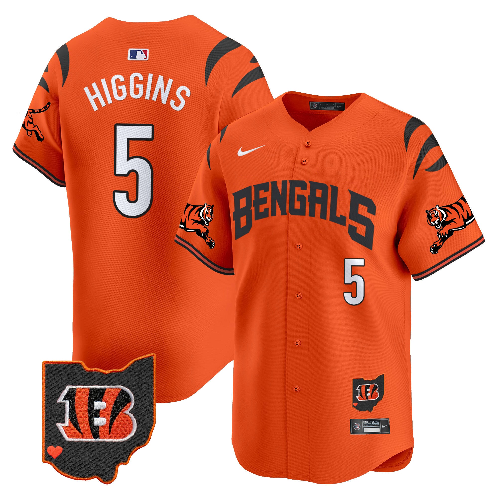 Men's Bengals Vapor Premier Limited Jersey - All Stitched - Orange, Tee Higgins