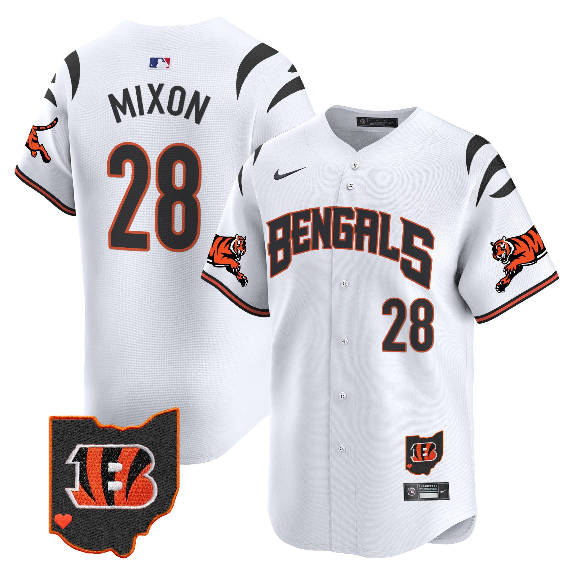 Men's Bengals Vapor Premier Limited Jersey - All Stitched - White, Joe Mixon