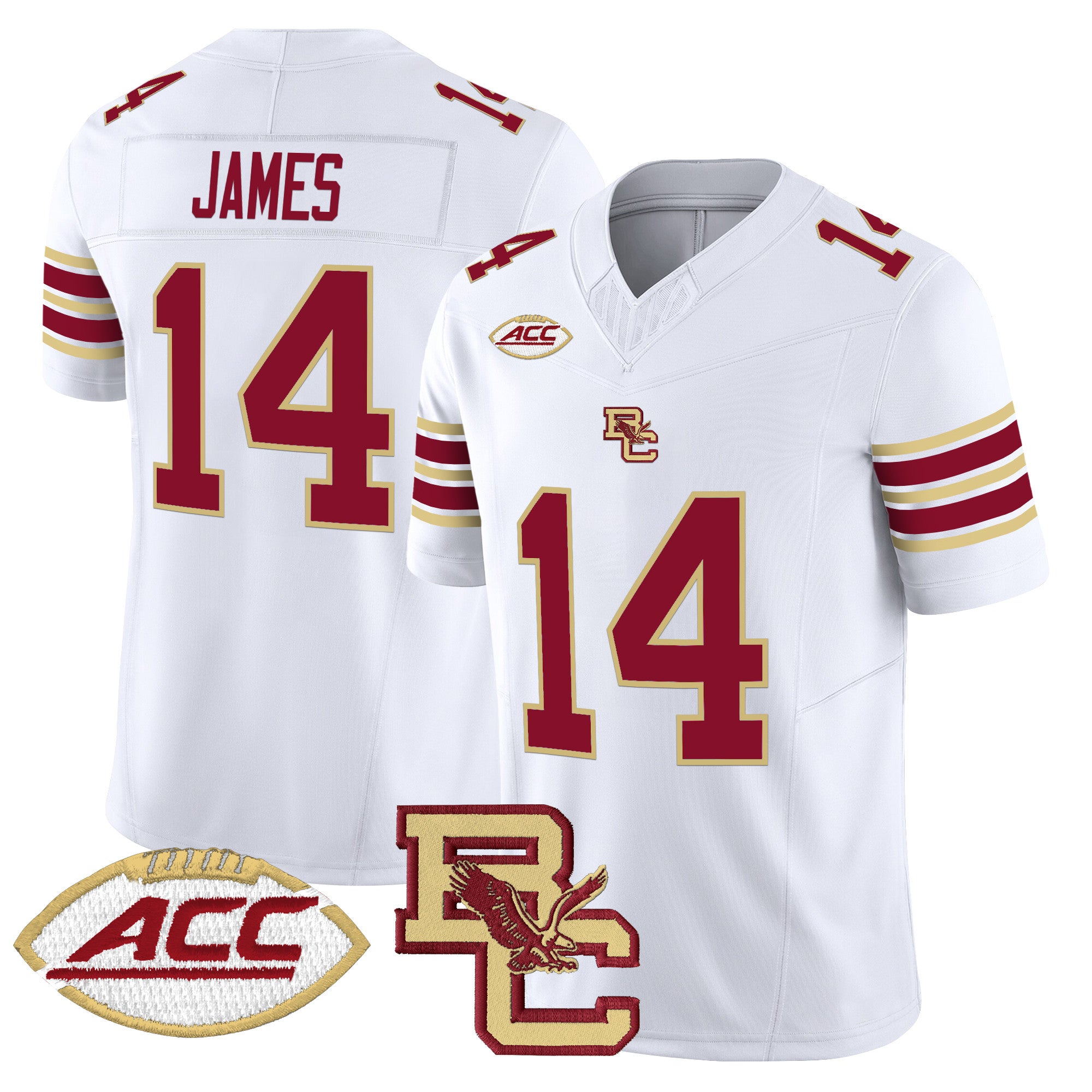 Men's Boston College Eagles 2025 Vapor Limited Jersey - All Stitched - White, Grayson James