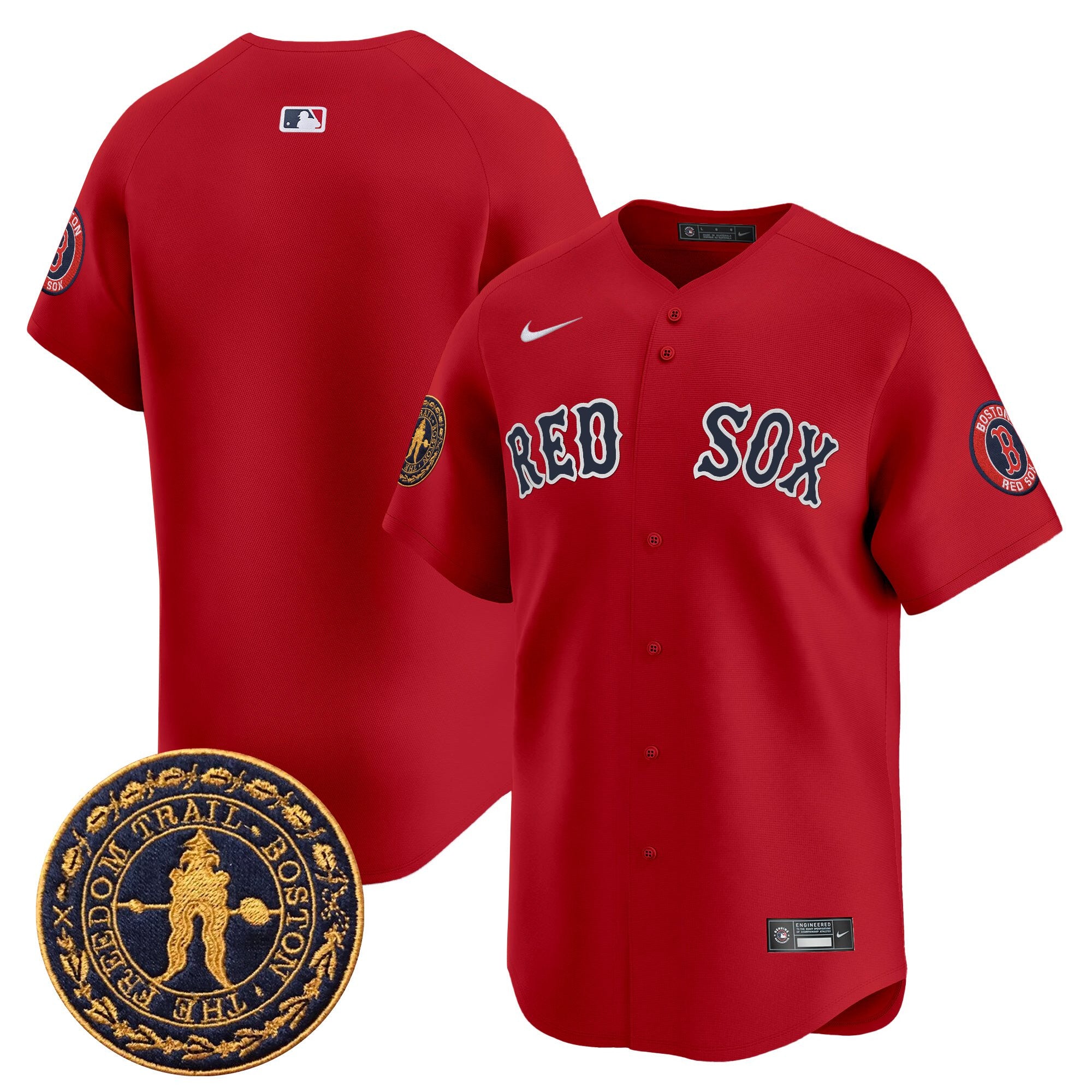 Men's Boston Red Sox Freedom Trail Patch Vapor Premier Limited Jersey - All Stitched - Red, Team