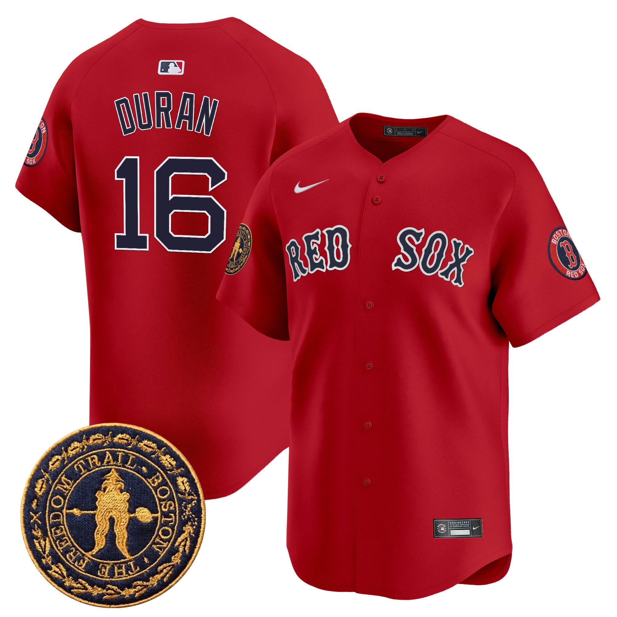 Men's Boston Red Sox Freedom Trail Patch Vapor Premier Limited Jersey - All Stitched - Red, Jarren Duran