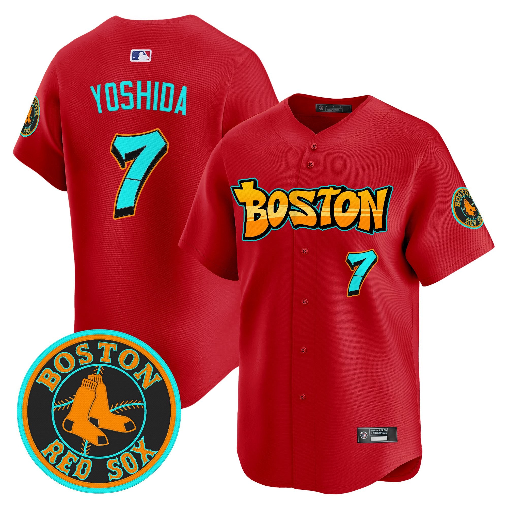 Men's Boston Red Sox 'Graffiti Streetstyle Edition' Vapor Premier Limited Jersey - All Stitched - Red, Masataka Yoshida