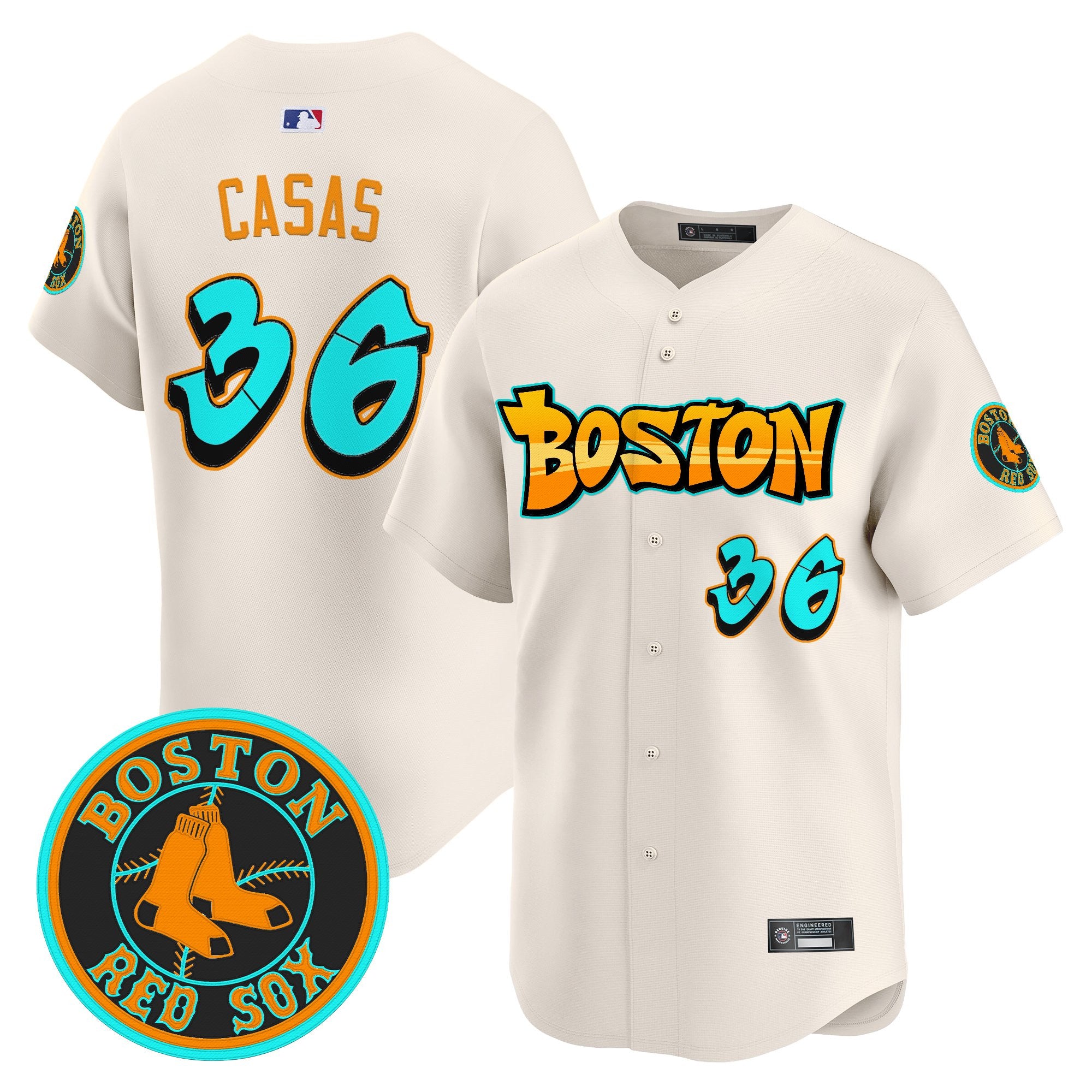 Men's Boston Red Sox 'Graffiti Streetstyle Edition' Vapor Premier Limited Jersey - All Stitched - Cream, Triston Casas