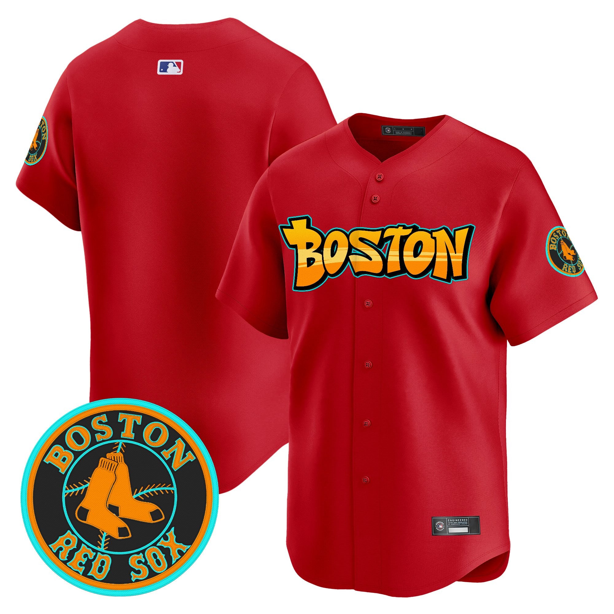 Men's Boston Red Sox 'Graffiti Streetstyle Edition' Vapor Premier Limited Jersey - All Stitched - Red, Team