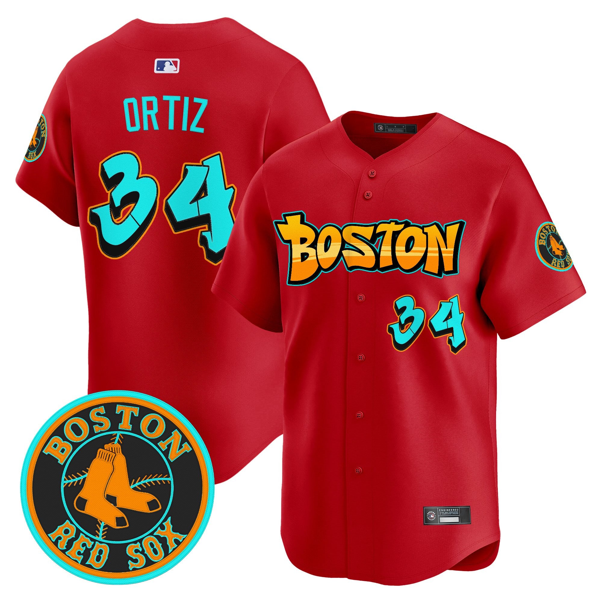 Men's Boston Red Sox 'Graffiti Streetstyle Edition' Vapor Premier Limited Jersey - All Stitched - Red, David Ortiz