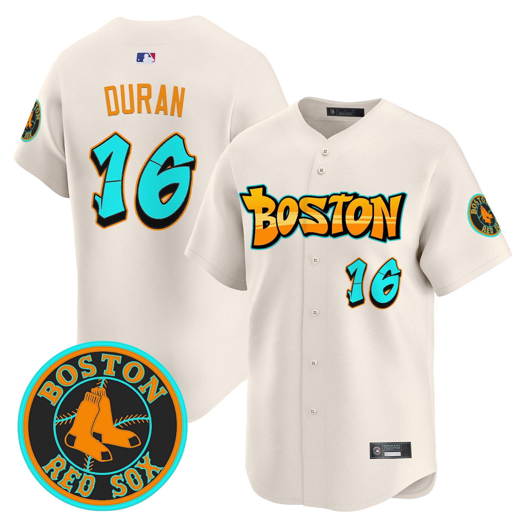 Men's Boston Red Sox 'Graffiti Streetstyle Edition' Vapor Premier Limited Jersey - All Stitched - Cream, Jarren Duran