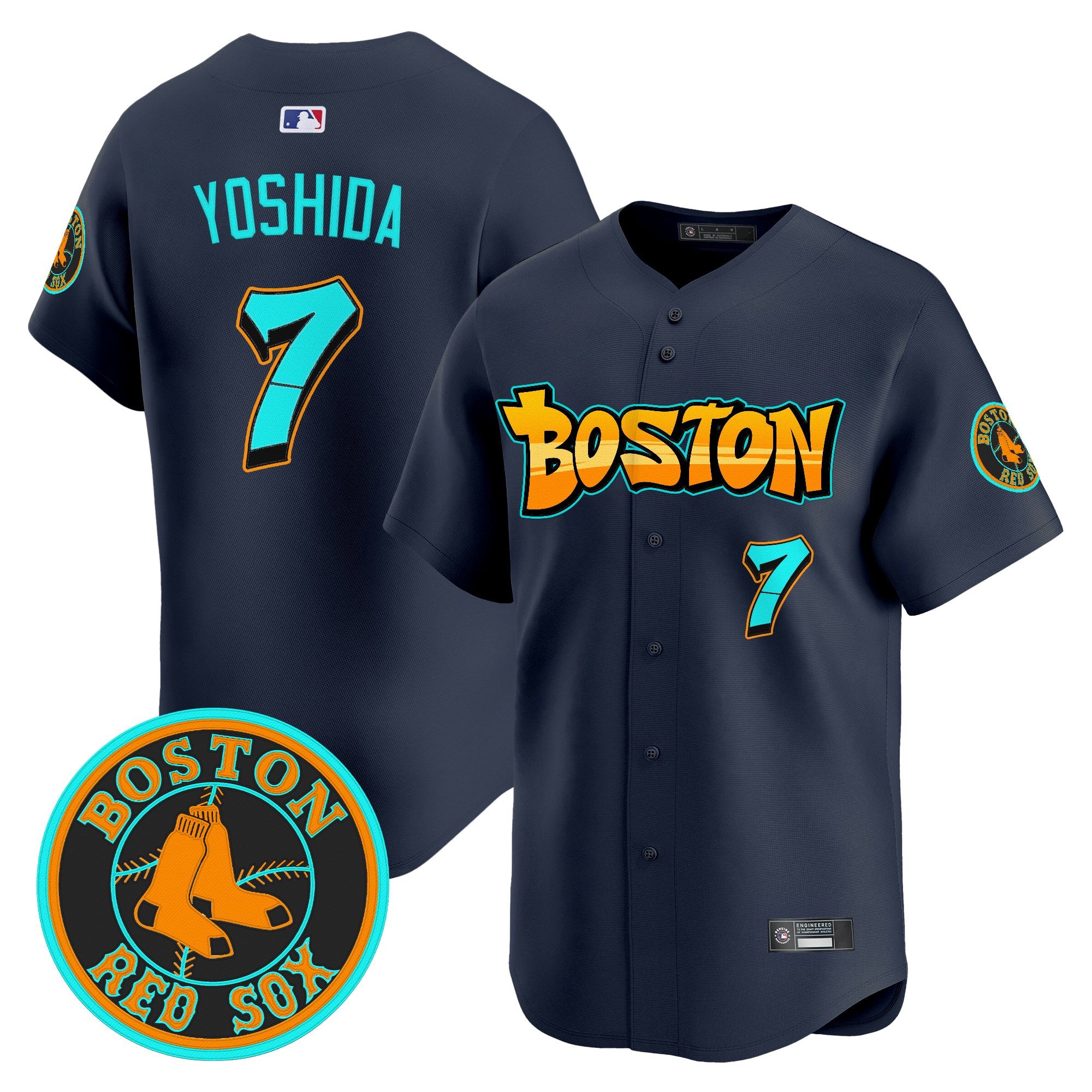 Men's Boston Red Sox 'Graffiti Streetstyle Edition' Vapor Premier Limited Jersey - All Stitched - Navy, Masataka Yoshida