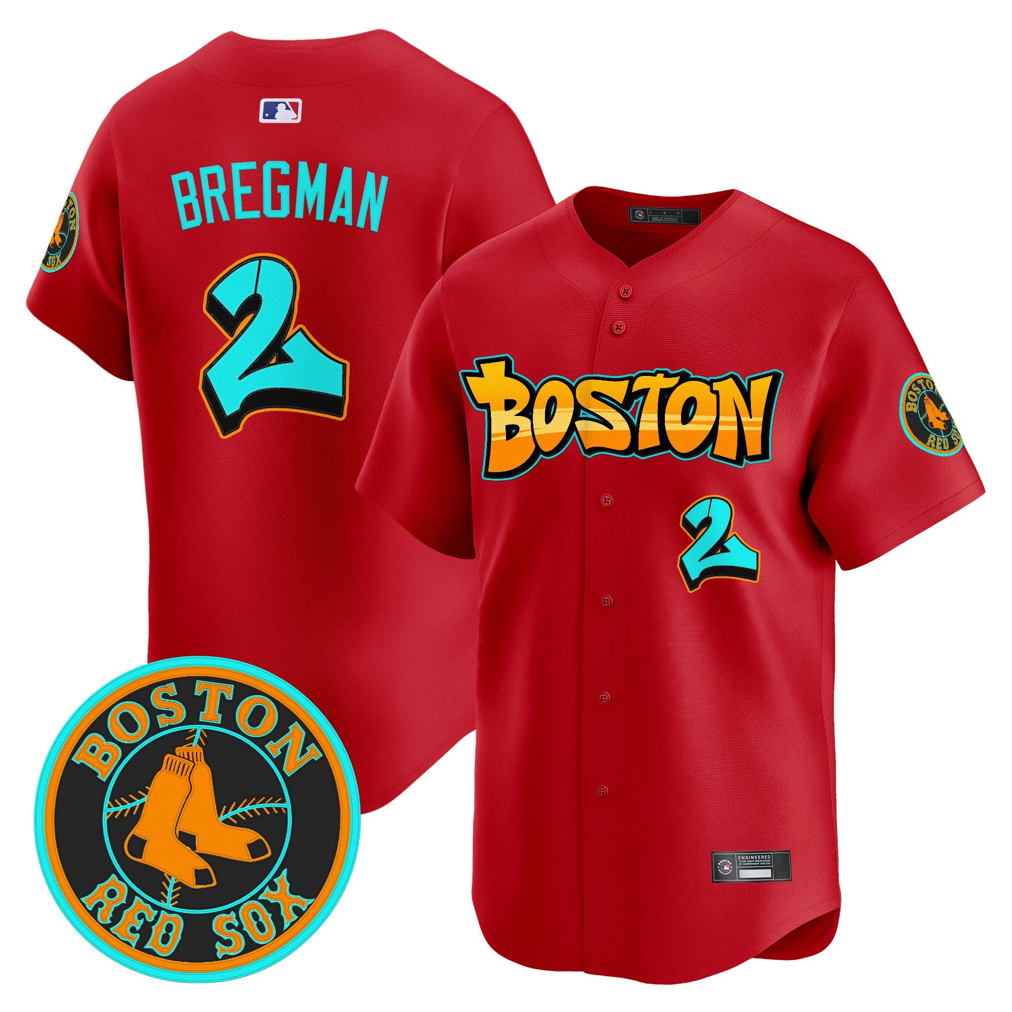 Men's Boston Red Sox 'Graffiti Streetstyle Edition' Vapor Premier Limited Jersey - All Stitched - Red, Alex Bregman