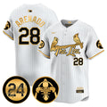 Men's Cardinals 2024 City Connect Whitey Herzog Patch Vapor Premier Limited Jersey V2 - All Stitched - White Gold, Nolan Arenado