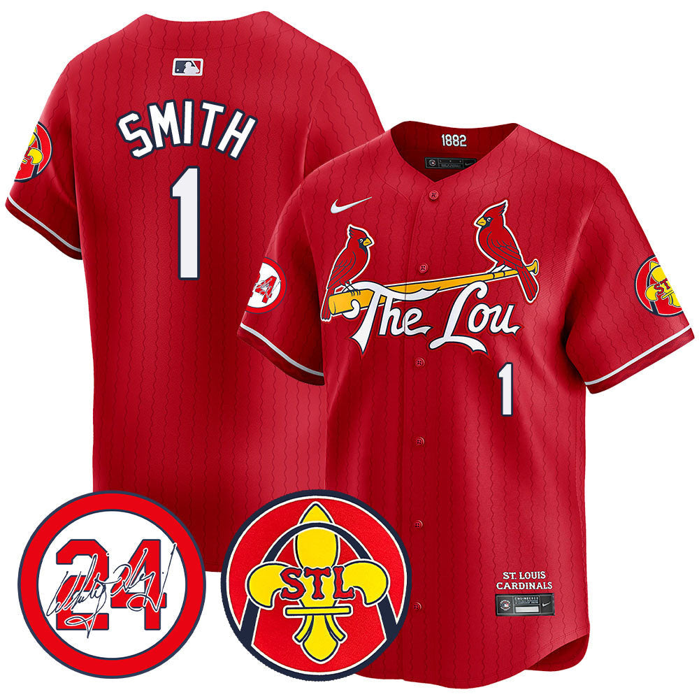 Men's Cardinals 2024 City Connect Whitey Herzog Patch Vapor Premier Limited Jersey V2 - All Stitched - Red, Ozzie Smith