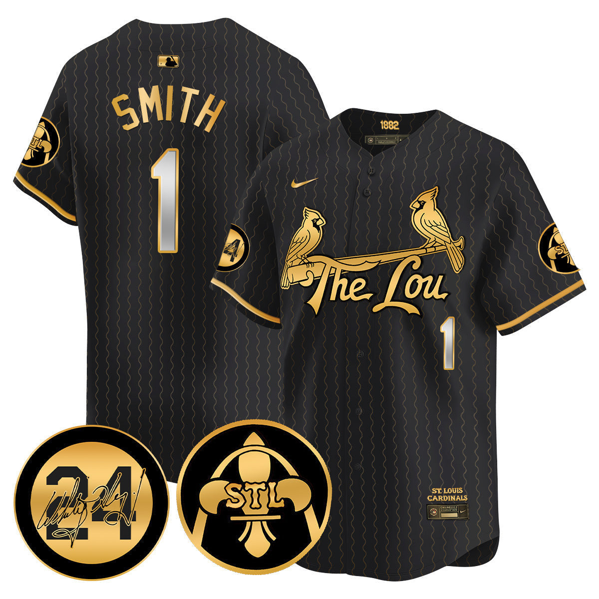 Men's Cardinals 2024 City Connect Whitey Herzog Patch Vapor Premier Limited Jersey V2 - All Stitched - Black Gold, Ozzie Smith