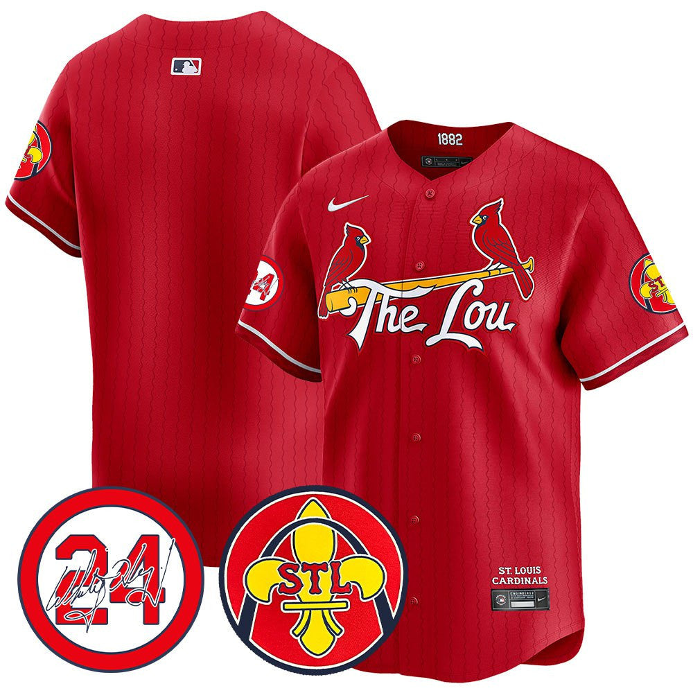 Men's Cardinals 2024 City Connect Whitey Herzog Patch Vapor Premier Limited Jersey V2 - All Stitched - Red, Team