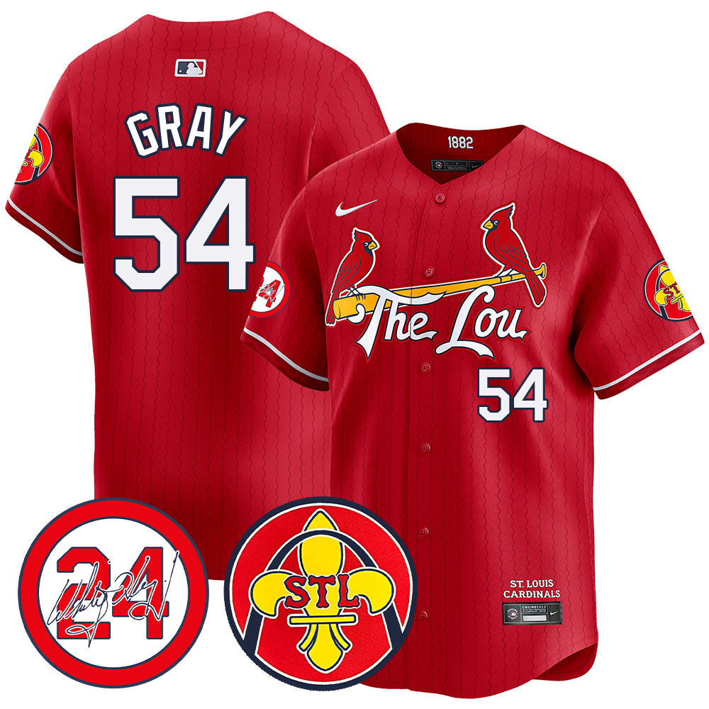 Men's Cardinals 2024 City Connect Whitey Herzog Patch Vapor Premier Limited Jersey V2 - All Stitched - Red, Sonny Gray