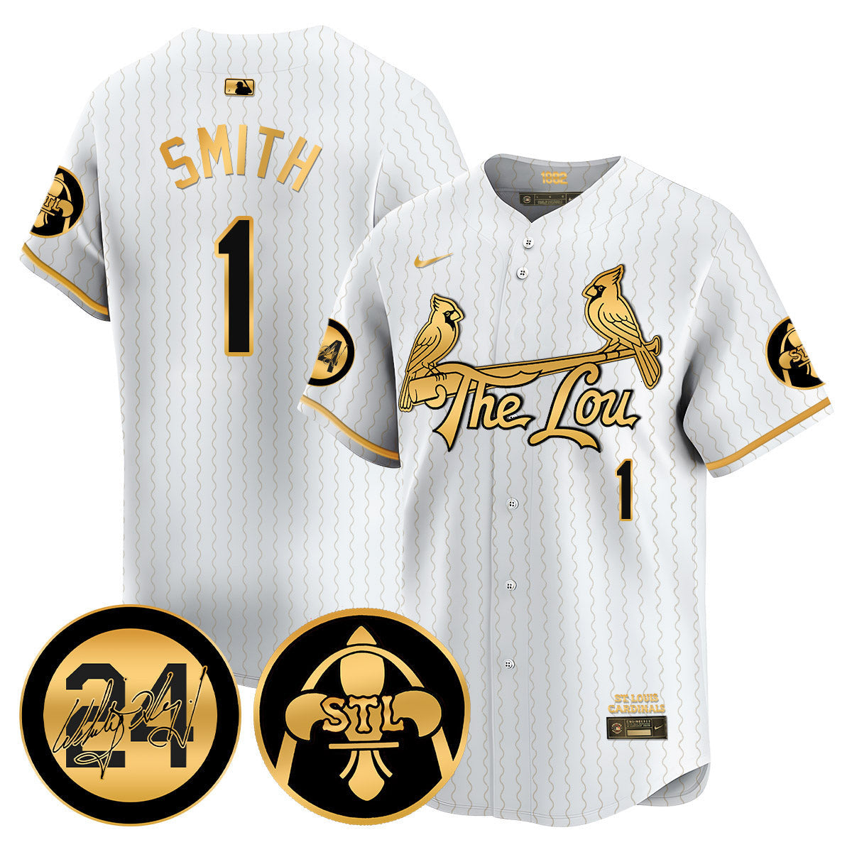 Men's Cardinals 2024 City Connect Whitey Herzog Patch Vapor Premier Limited Jersey V2 - All Stitched - White Gold, Ozzie Smith
