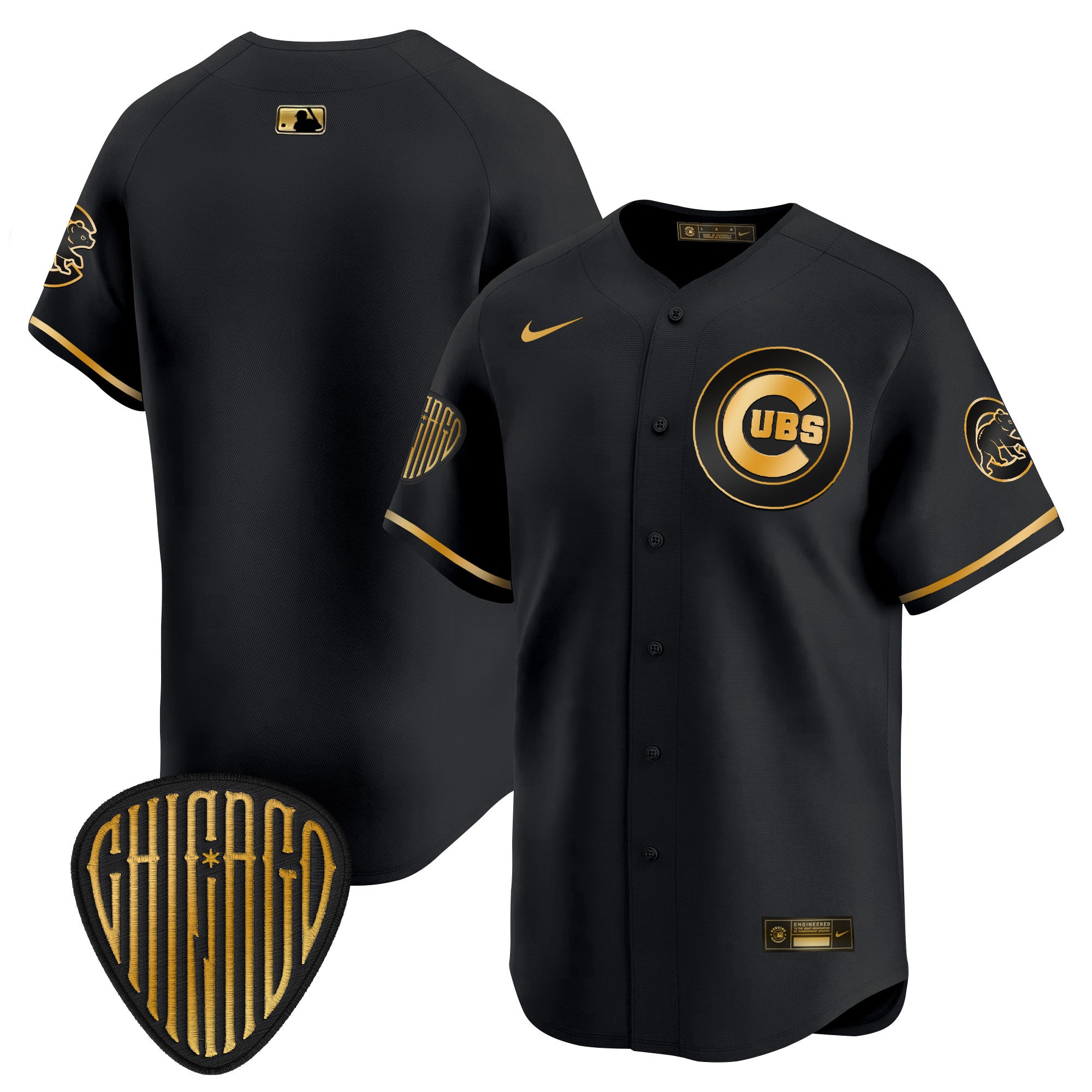 Men's Chicago Cubs 2025 Vapor Premier Limited Jersey - All Stitched - Black Gold, Team