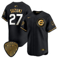 Men's Chicago Cubs 2025 Vapor Premier Limited Jersey - All Stitched - Black Gold, Seiya Suzuki