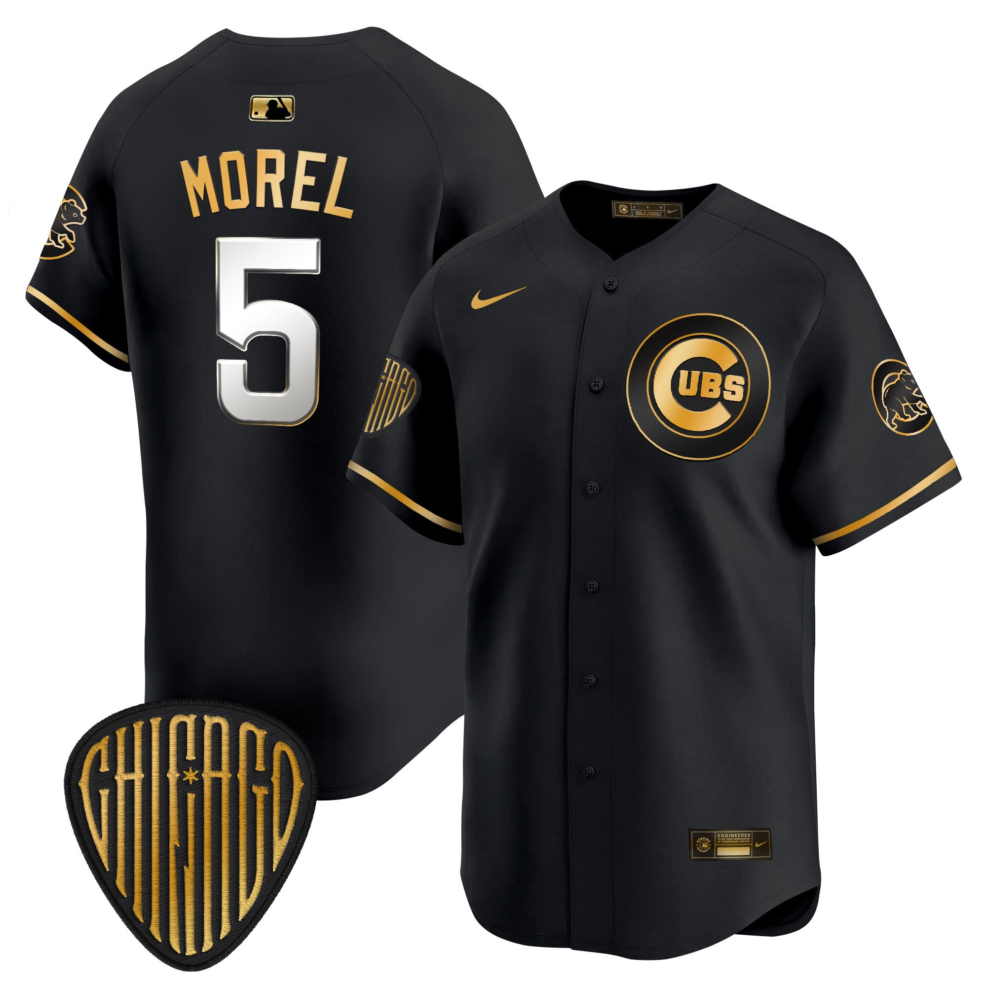 Men's Chicago Cubs 2025 Vapor Premier Limited Jersey - All Stitched - Black Gold, Christopher Morel
