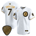 Men's Chicago Cubs 2025 Vapor Premier Limited Jersey - All Stitched - White Gold, Dansby Swanson