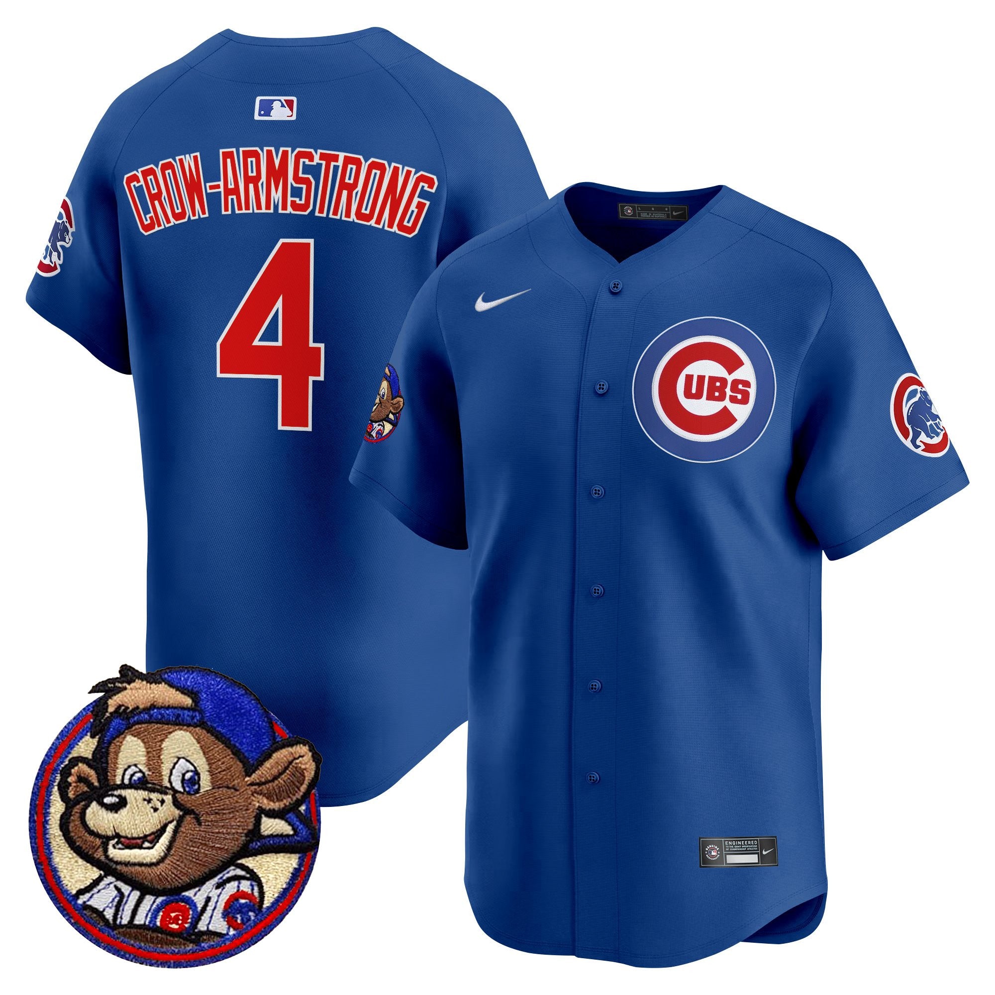 Men's Chicago Cubs Clark Patch Vapor Premier Limited Jersey - All Stitched - Royal, Pete Crow-Armstrong