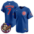 Men's Chicago Cubs Clark Patch Vapor Premier Limited Jersey - All Stitched - Royal, Dansby Swanson