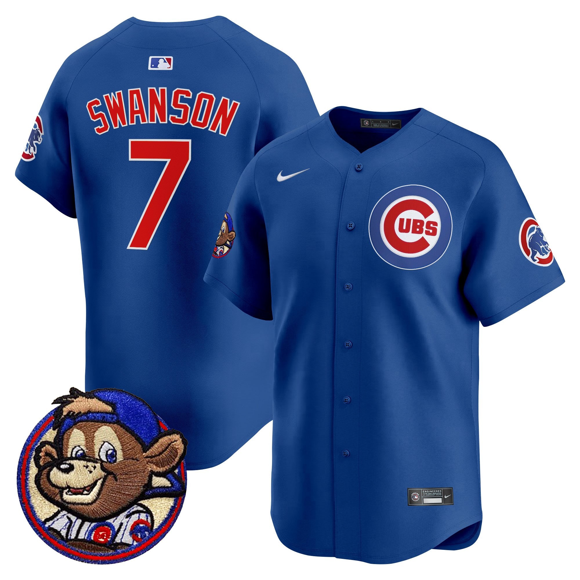 Men's Chicago Cubs Clark Patch Vapor Premier Limited Jersey - All Stitched - Royal, Dansby Swanson