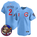 Men's Chicago Cubs Clark Patch Vapor Premier Limited Jersey - All Stitched - Blue, Nico Hoerner