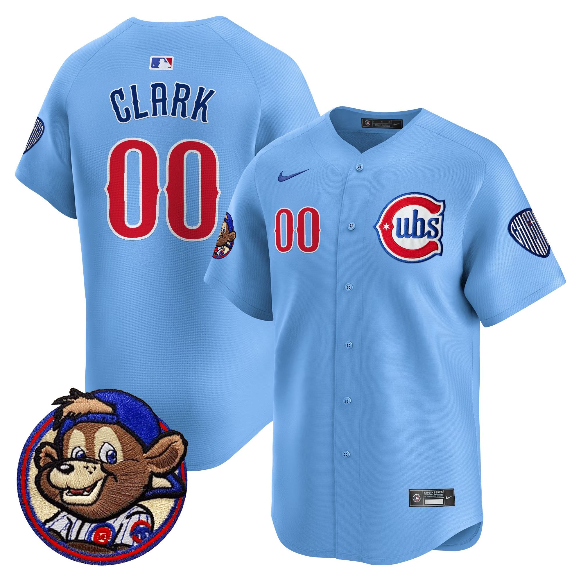 Men's Chicago Cubs Clark Patch Vapor Premier Limited Jersey - All Stitched - Blue, Clark