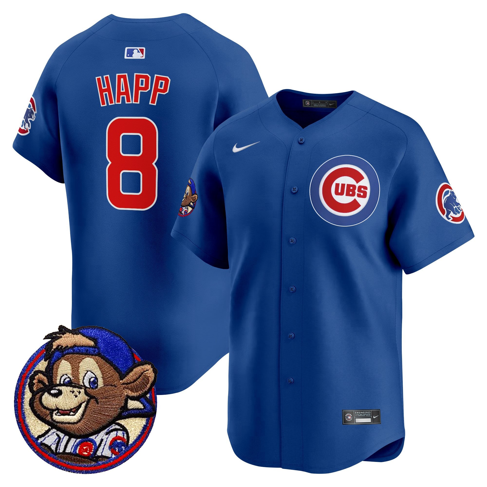 Men's Chicago Cubs Clark Patch Vapor Premier Limited Jersey - All Stitched - Royal, Ian Happ