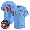 Men's Chicago Cubs Clark Patch Vapor Premier Limited Jersey - All Stitched - Blue, Kyle Tucker