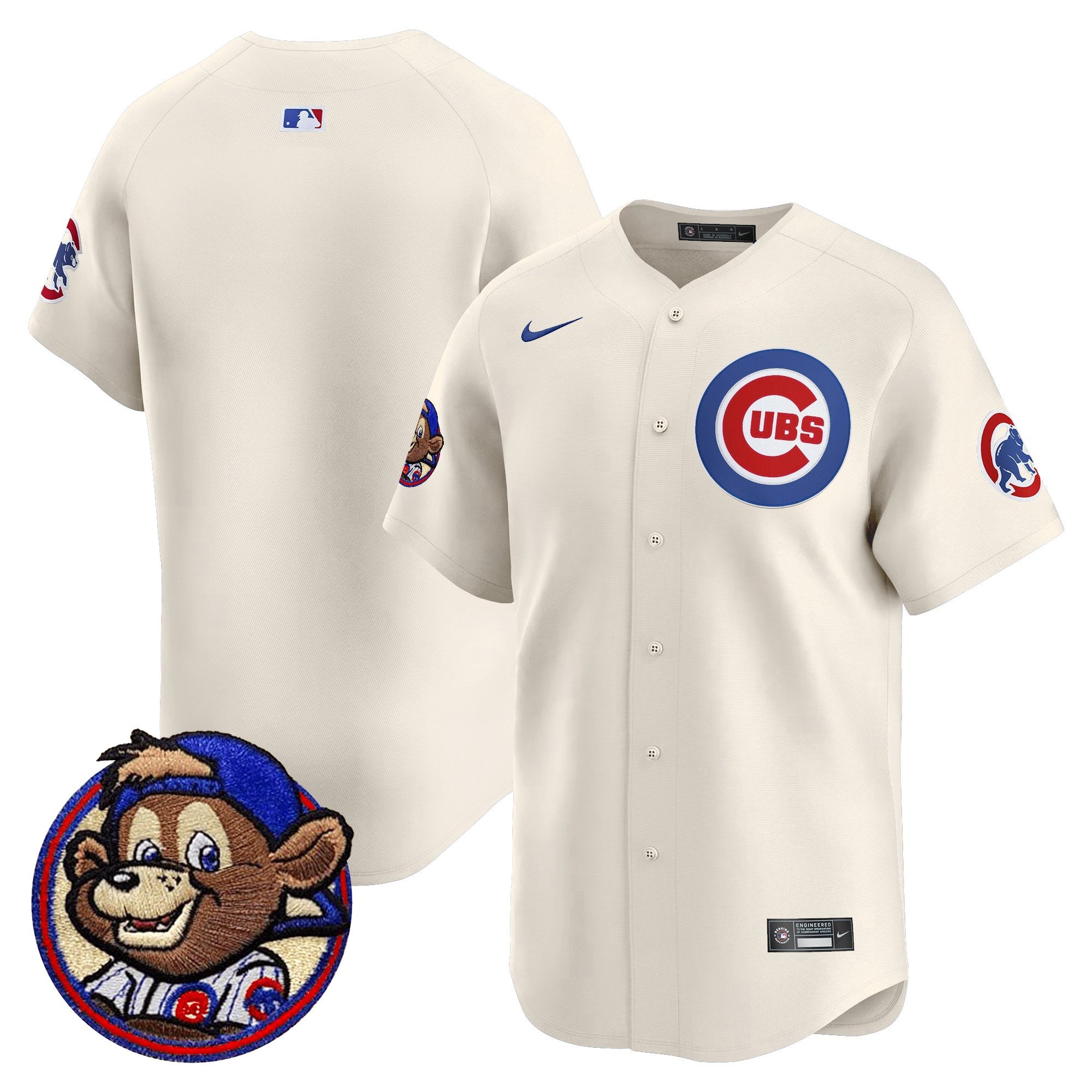 Men's Chicago Cubs Clark Patch Vapor Premier Limited Jersey - All Stitched - Cream, Team