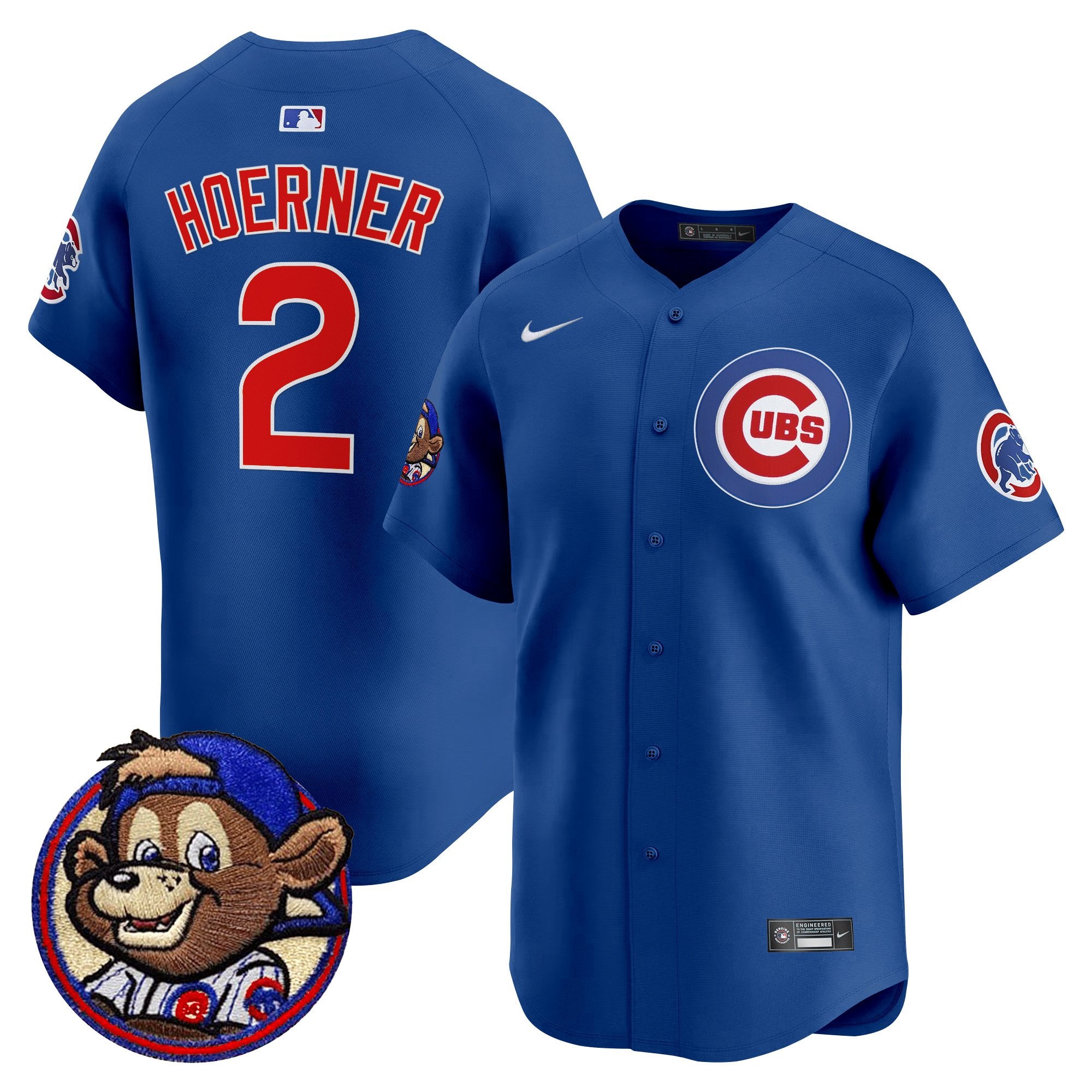 Men's Chicago Cubs Clark Patch Vapor Premier Limited Jersey - All Stitched - Royal, Nico Hoerner